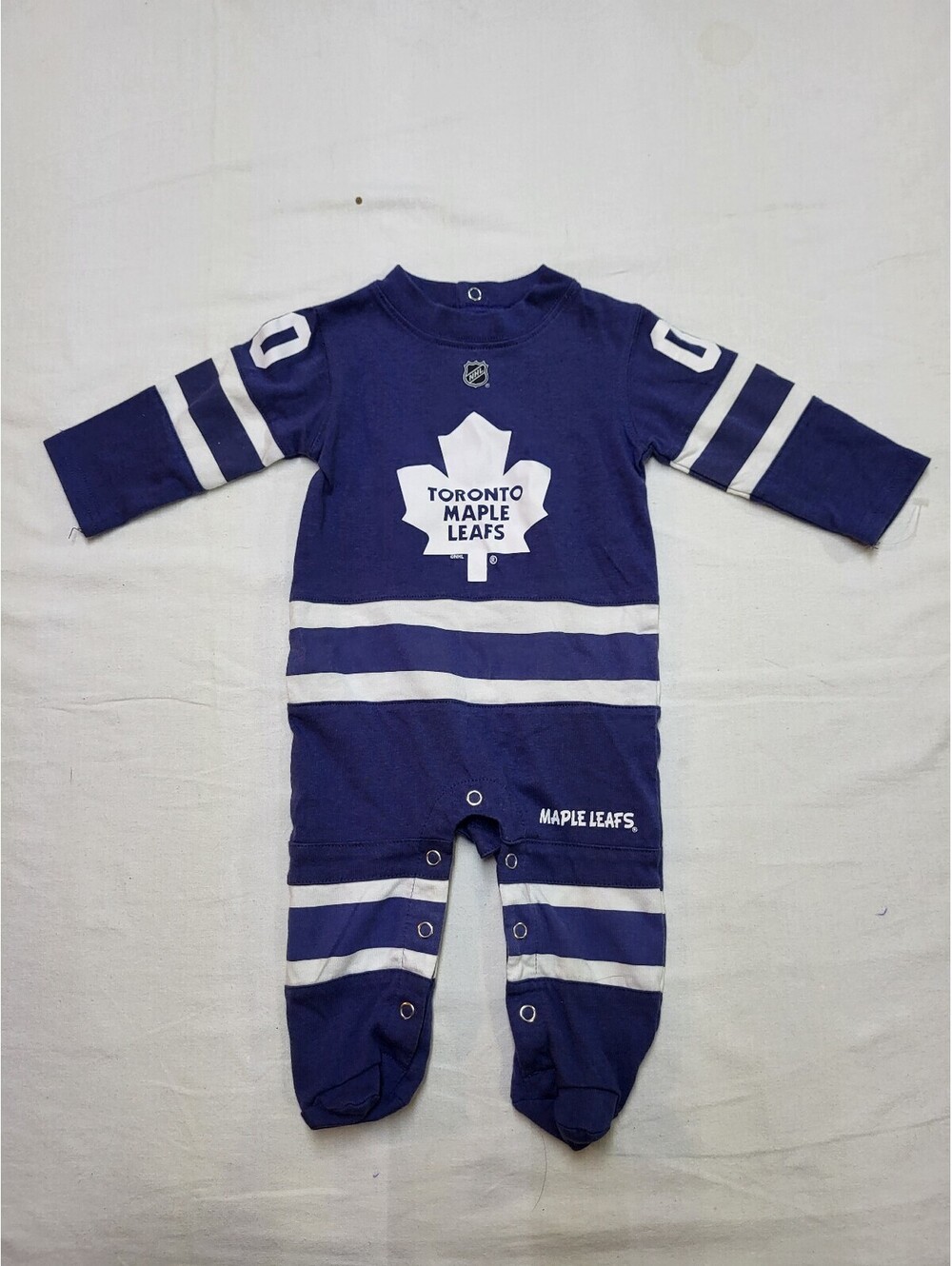 Toronto Maple Leafs Baby Footed Sleeper 0-3M Infant NHL Hockey Blue
